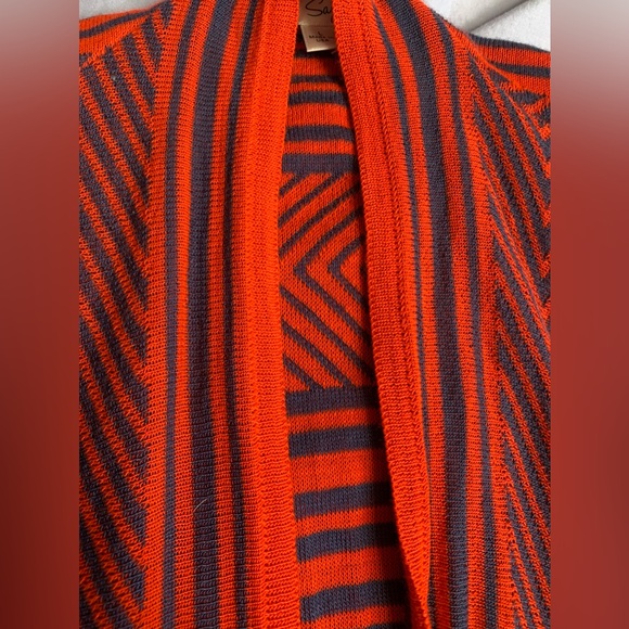 Orange & blue sweater shawl vest with fringe. Clemson or Hippie by SAY WHAT? - Picture 3 of 8